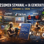 Resumen semanal de IA generativa con avances en imagen, video, música, plataformas y regulación durante la semana 5 de 2026