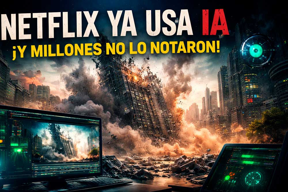 Escena de edificio colapsando generada con inteligencia artificial en serie de Netflix El Eternauta