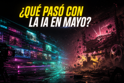 Header de resumen de IA generativa audiovisual abril-mayo 2026 con el cierre de Sora, Gemini Omni y Hollywood en tensión